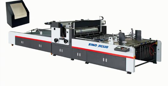 SINO JIGUO TC-1500A Machine automatique de patchage des fenêtres,épaisseur de papier ondulé:≤ 5 mm,épaisseur de papier cartonné:150-1500 gm,dimension globale ((mm):6200*2300*1700